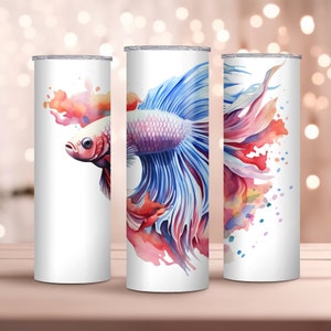 Watercolor Betta Fish 20oz Skinny Tumbler Wrap - Cute Fish Tumbler Wrap Design - Fish Tumbler Wrap - Sublimation Design - Instant Download