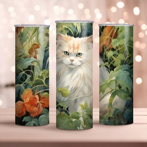 Watercolor Persian Cat Design - 20oz Skinny Tumbler Wrap - Perfect Gift - Sublimation Design