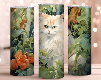 Design acquerello gatto persiano - Confezione sottile per bicchiere da 20 once - Regalo perfetto - Design a sublimazione