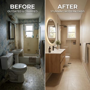 Custom Bathroom Makeover Visualization, Virtual Interior Design from Photo, Small Space Remodel Plan