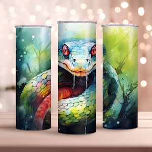 Watercolor Snake 20oz Skinny Tumbler Wrap - Snake Tumbler Wrap PNG - Sublimation Design - Instant Download