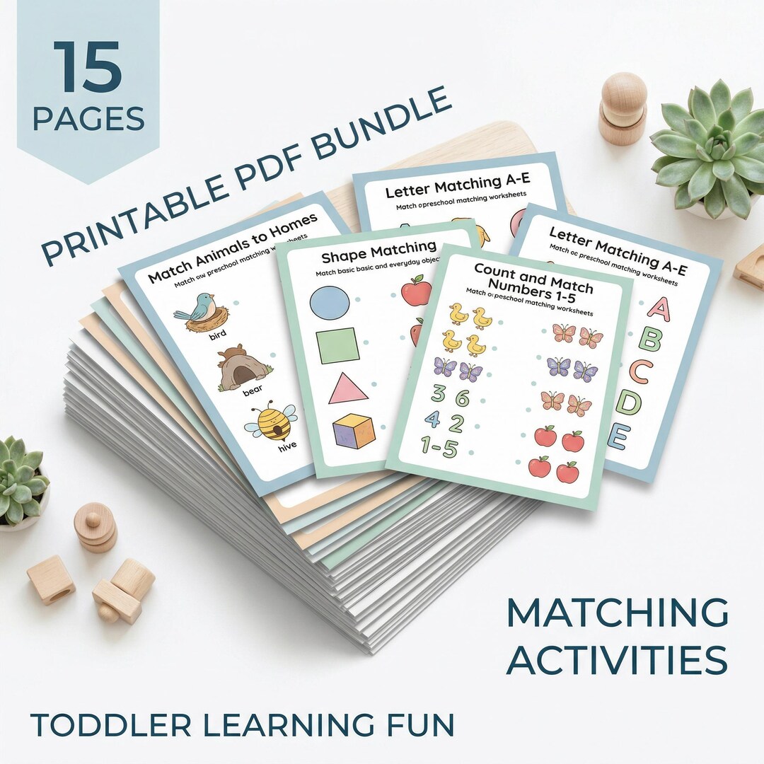 Printable Toddler Matching Worksheets, Montessori Preschool Busy Binder