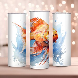Watercolor Oscar Fish 20oz Skinny Tumbler Wrap - Cute Fish Tumbler Wrap Design - Fish Tumbler Wrap - Sublimation Design - Instant Download
