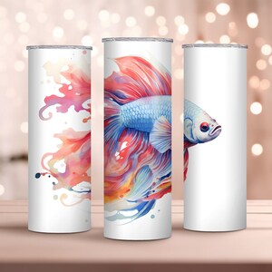 Watercolor Betta Fish 20oz Skinny Tumbler Wrap - Cute Fish Tumbler Wrap Design - Fish Tumbler Wrap - Sublimation Design - Instant Download