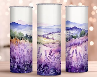 Watercolor Lavender 20oz Skinny Tumbler Wrap | Digital Download | Watercolor Art | Lavender Design | Instant Download