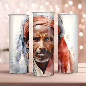 Watercolor Somali 20oz Skinny Tumbler Wrap - African Tumbler Wrap - Sublimation Design