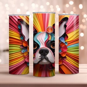 3D Boston Terrier Tumbler Wrap, 20oz Skinny Tumbler Wrap, Sublimation Design, Instant Download