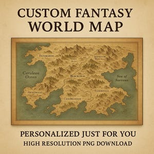 Benutzerdefinierte Fantasy Weltkarte | Personalisierte Fantasy Land Printable | Einzigartige RPG Digitale Landkarte | DnD Kampagne Welt | Fantasie PDF Artwork
