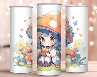 Kawaii Mushroom Girl 20oz Tumbler Wrap, Sublimation Design (Digital Download)