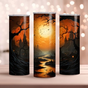 Halloween Bats 20oz Skinny Tumbler Wrap | Spooky Drinkware Decor | Bat Silhouette Design | Instant Download