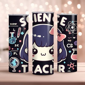 Science Teacher, 20oz Skinny Tumbler Wrap - Teacher Tumbler Wrap PNG - Sublimation Design - Instant Download