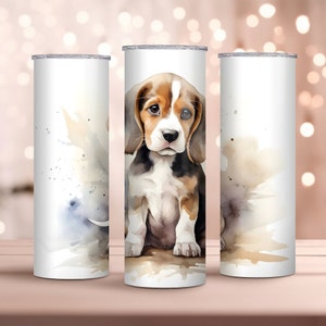 Watercolor Beagle 20oz Skinny Tumbler Wrap, Sublimation Design, Instant Download