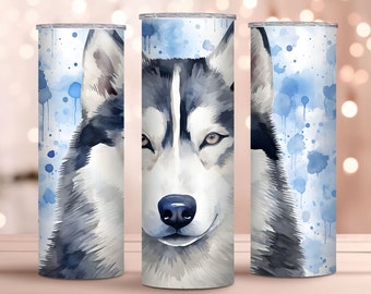 Watercolor Siberian Husky 20oz Tumbler Wrap, Sublimation Design (Instant Download)