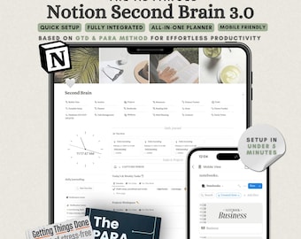 The Ultimate Notion Second Brain GTD Notion Template PARA Method Notion Life Planner Notion Template All-In-One Notion Dashboard