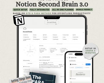 The Ultimate Notion Second Brain GTD Notion Template PARA Method Notion Life Planner Template All-In-One Notion Template
