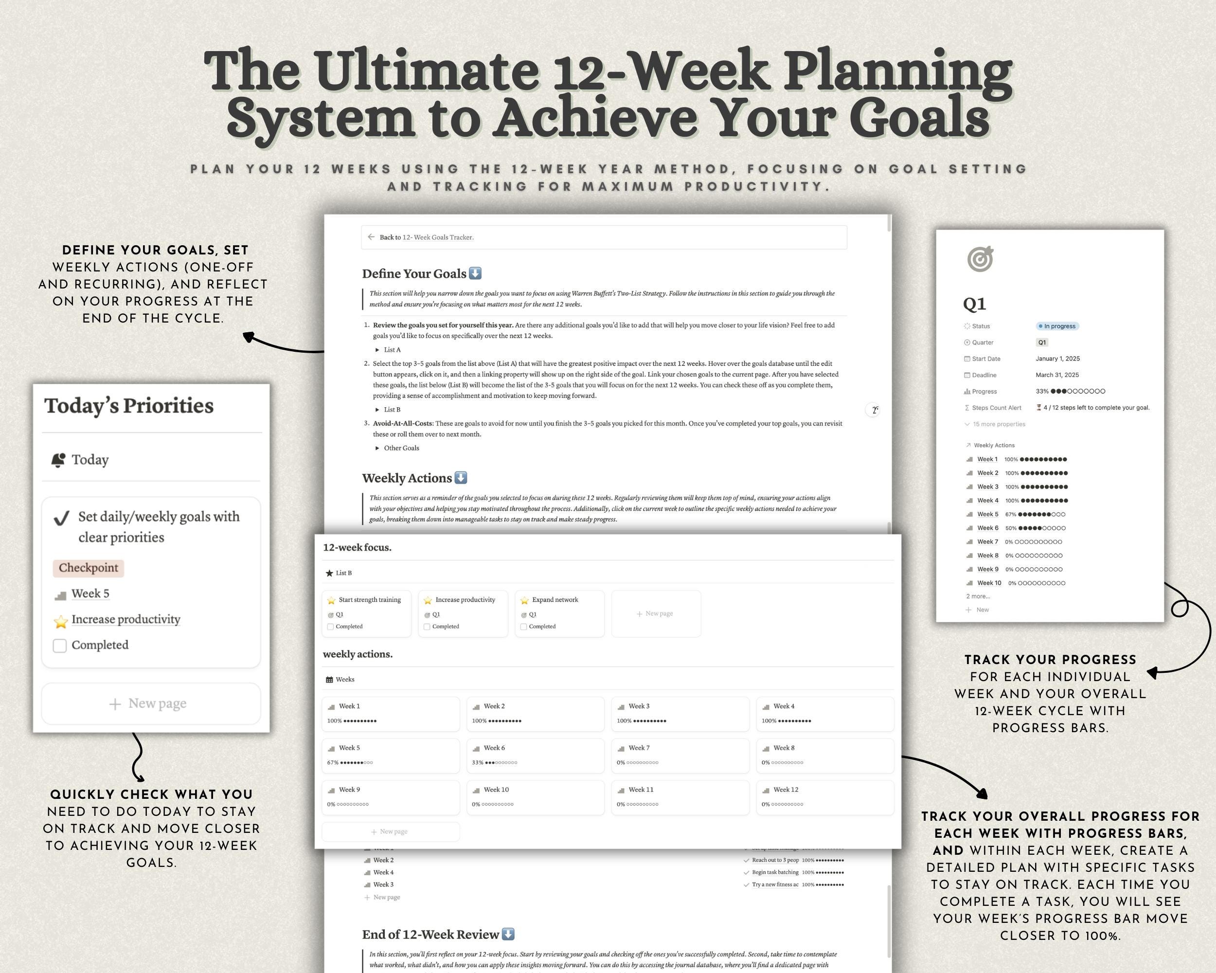 12 Week Year Notion Planner, Goals Planner Notion, Notion Vision Board ...
