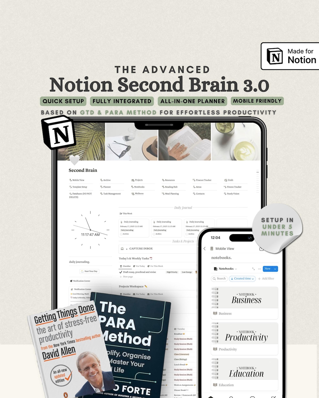 The Ultimate Notion Second Brain GTD Notion Template PARA Method Notion ...