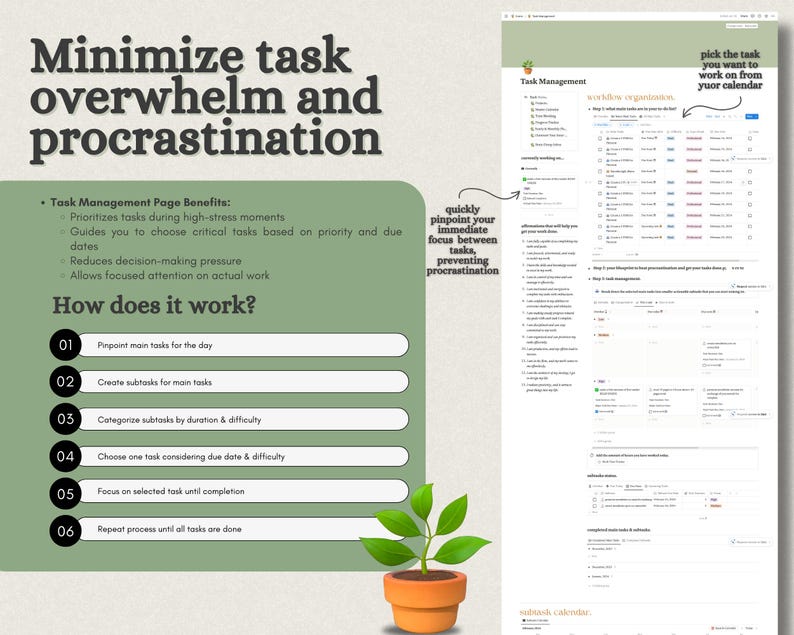 Notion Template, Second Brain, Work Template, ADHD Friendly, Business ...