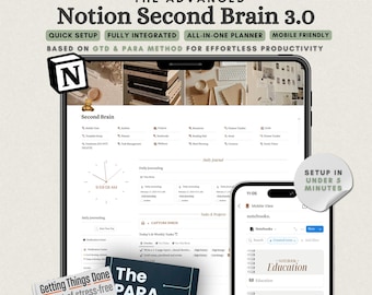 The Ultimate Notion Second Brain GTD Notion Template PARA Method Notion Life Planner Template All-In-One Notion That Girl Notion Template