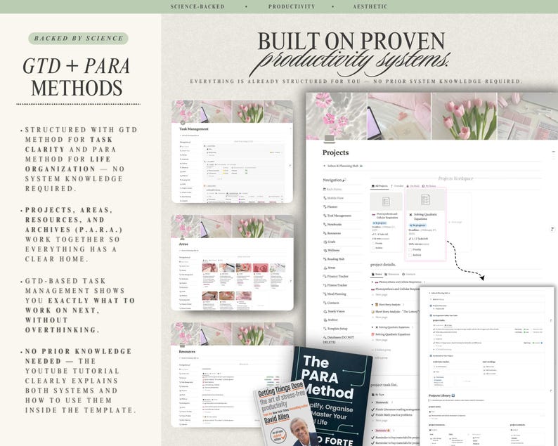The Ultimate Notion Second Brain GTD Notion Template PARA Method Notion Life Planner Template All-In-One Pink Notion Template image 4
