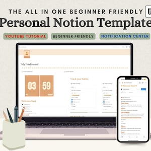 Notion Template Life Planner, Personal Dashboard, Project Management, Task Manager, Goal Tracker, Meal Plan