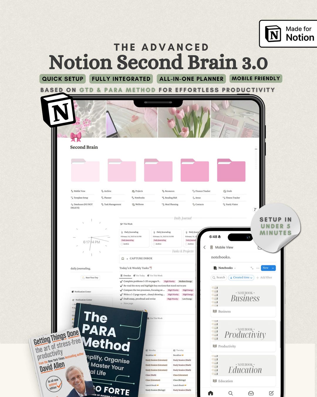 The Ultimate Notion Second Brain GTD Notion Template PARA Method Notion ...