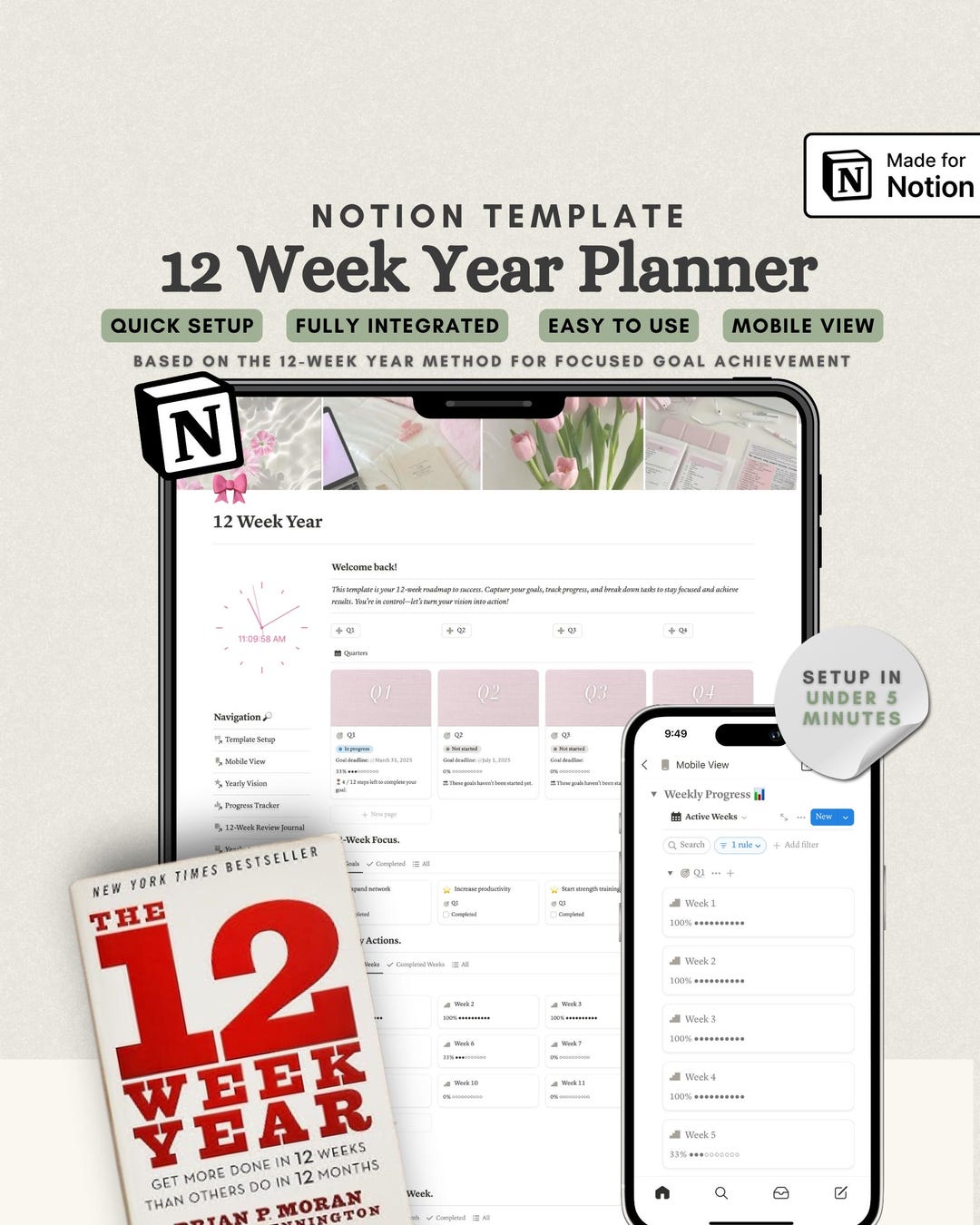 12 Week Year Notion Planner Goals Planner Notion Life Vision Notion ...