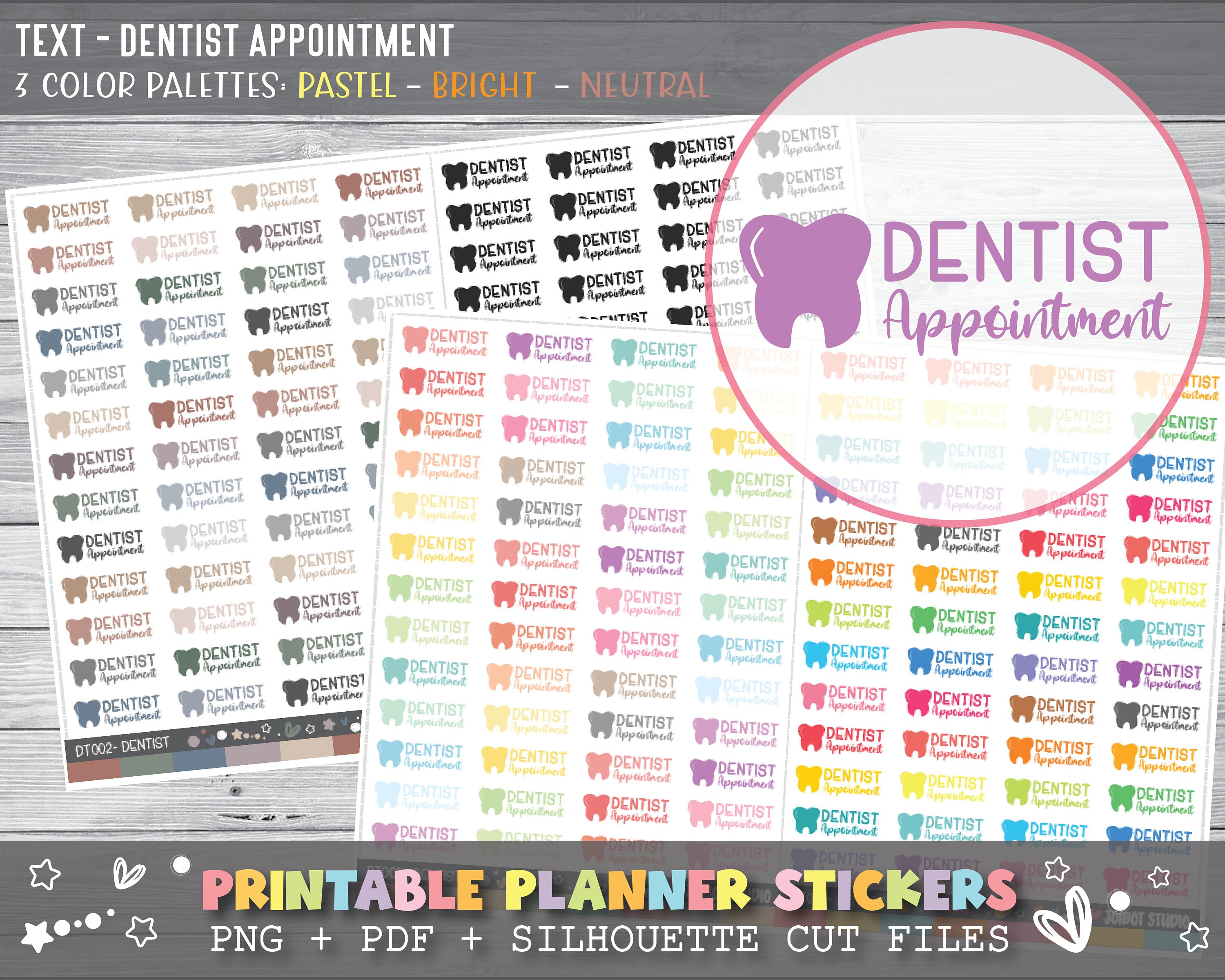 DENTIST APPOINTMENT Printable Planner Stickers Functional Stickers ...
