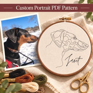 Gepersonaliseerd handborduurpatroon voor huisdierportretten (PDF) - Aangepaste borduurpatronen voor honden en katten voor draadschilderen, lange en korte steken.