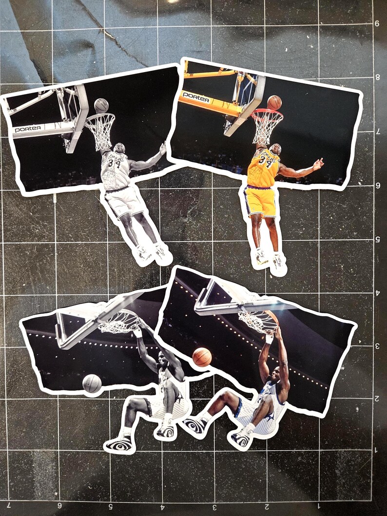 Sticker Dunks Shaq Dunk Pack: 4 Stickers Full Color and B&W - Etsy