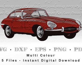 Jaguar E-Type 3.8 - 6 colour SVG file