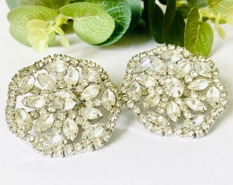Vintage Rhinestone Statement Earrings, Vintage Bridal Jewelry, Vintage Wedding Jewelry