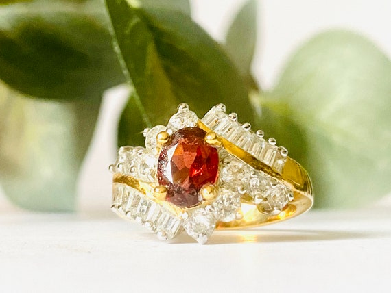 Vintage Garnet Gemstone Cluster Cocktail Ring - image 10