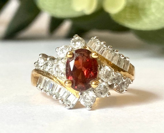 Vintage Garnet Gemstone Cluster Cocktail Ring - image 5