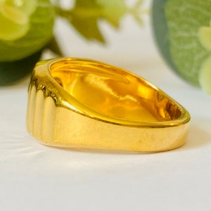 Vintage 18 KT HGE Gold Plated Solitaire Men's Unisex Ring image 5