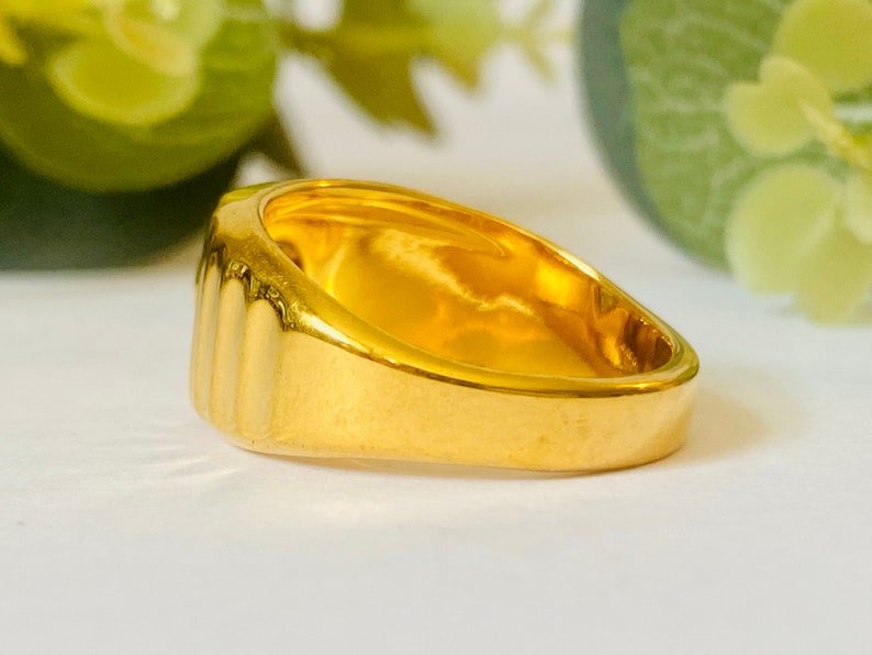 Vintage 18 KT HGE Gold Plated Solitaire Men's Unisex Ring image 5