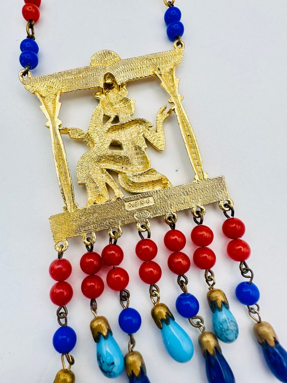 Vintage SPHINX Designer Egyptian Revival Necklace… - image 3