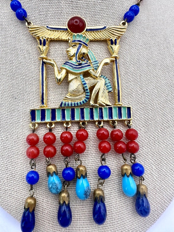 Vintage SPHINX Designer Egyptian Revival Necklace… - image 5