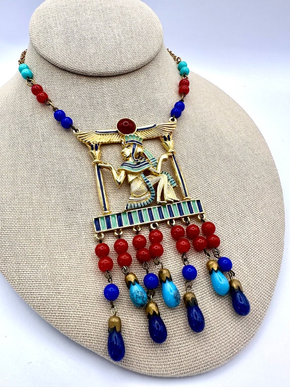 Vintage SPHINX Designer Egyptian Revival Necklace… - image 6