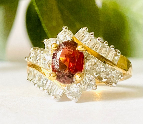 Vintage Garnet Gemstone Cluster Cocktail Ring - image 2