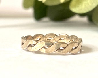 Vintage Sterling Silver Braided Band Ring - Size 9 Unisex Silver Ring