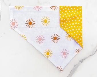 Sunny Boho Dog Bandana | Reversible Over the Collar Scarf