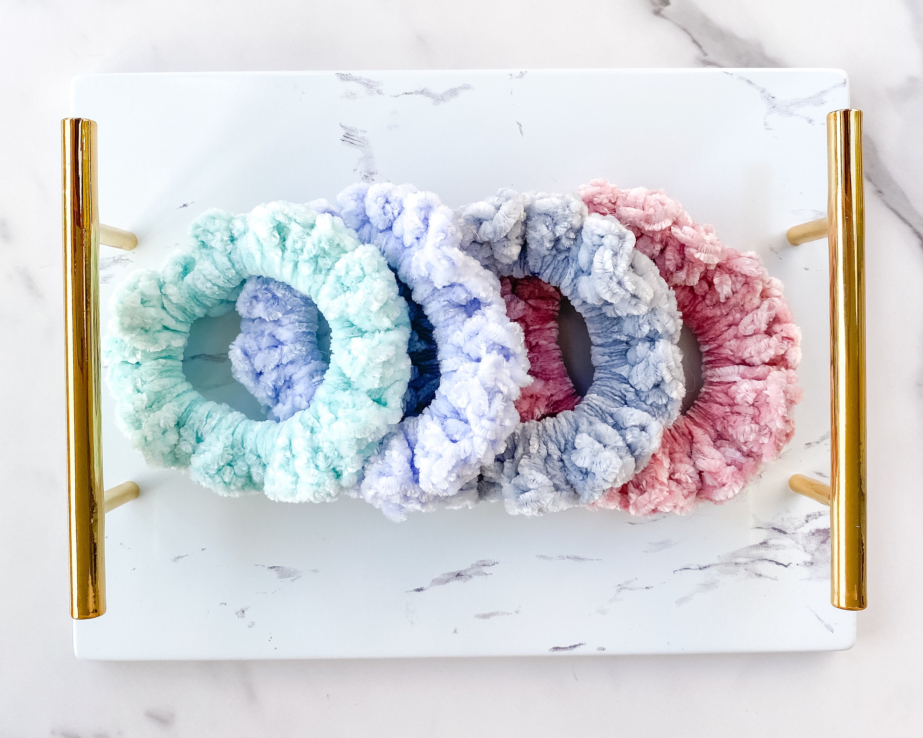 Handmade Crochet Velvet Hair Scrunchies DIY Velvet Crochet Scrunchies Pattern - Crafting on the Fly main image 2