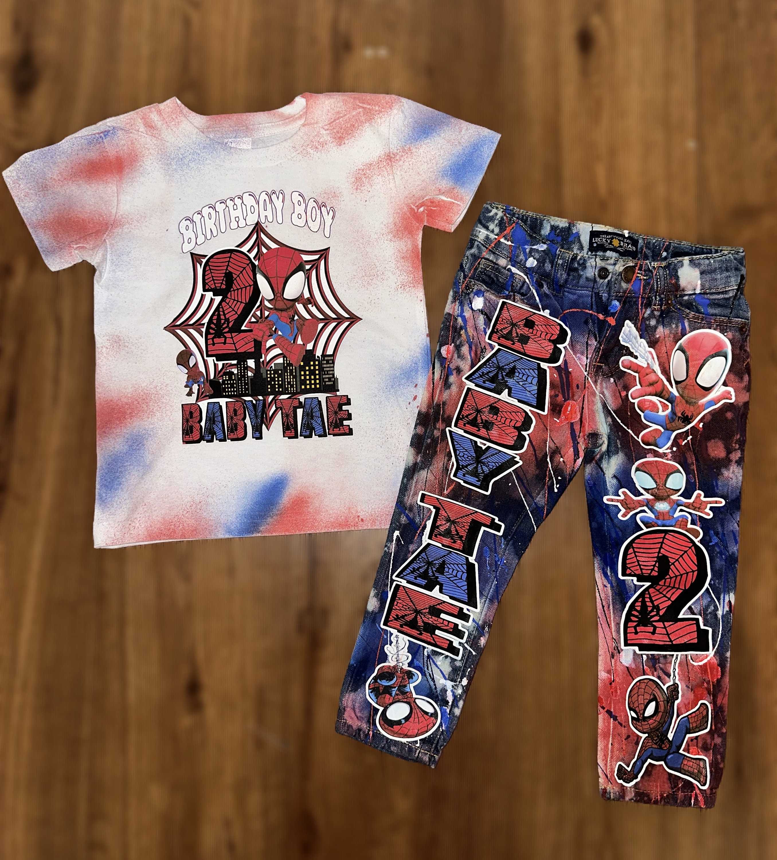 Spiderman Printed Imported Blended Dress For Baby Boy In Sky Blue Color
