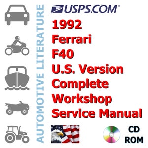 1992 Ferrari F40 U.S. Version Complete Workshop Repair Service Shop Manual