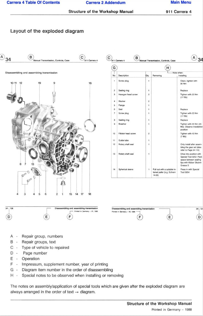 Porsche 911 Carrera 964 Vol 1,2,3,4,5,6,7 Repair Manual