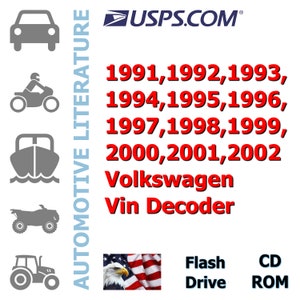 1991,1992,1993,1994,1995,1996,1997,1998,1999,2000,2001,2002 Volkswagen Vin Decoder