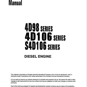 Komatsu Diesel Engine 4D98, 4D106, S4D106 Series Repair Manual