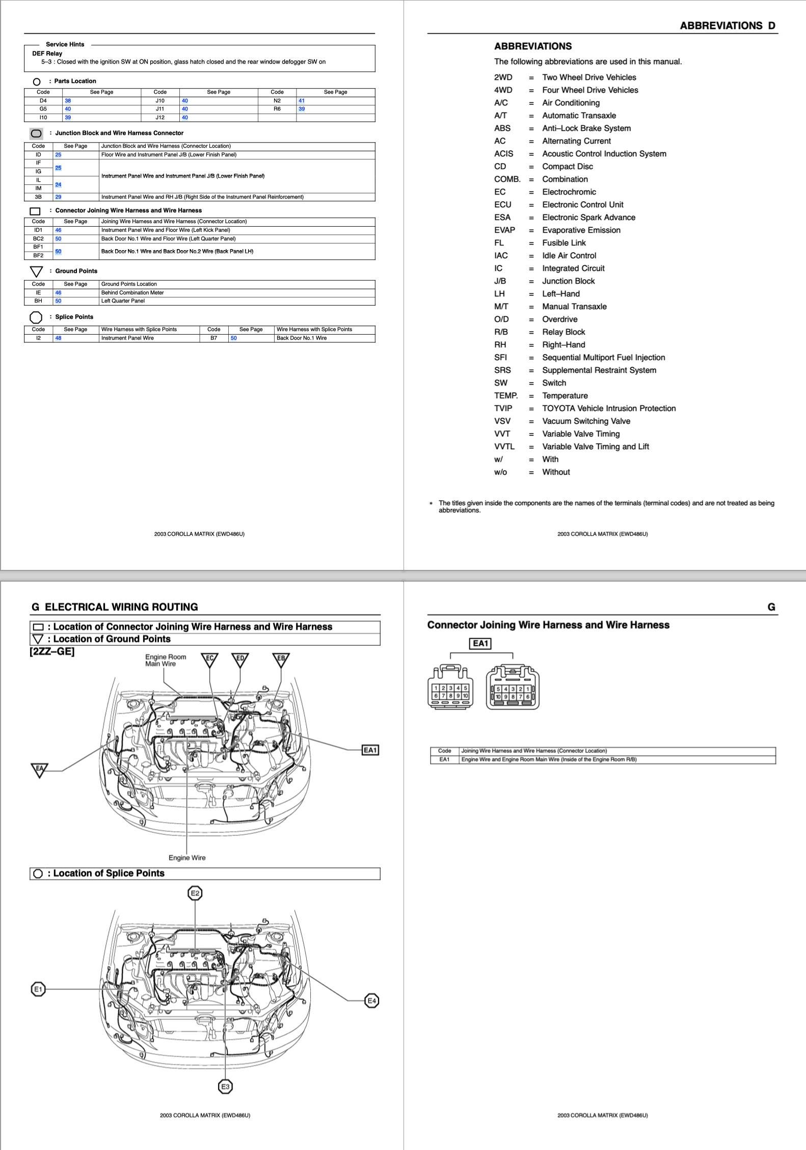 Manuel De Réparation Atelier Toyota Matrix 2003 - Transmission Moteur OEM