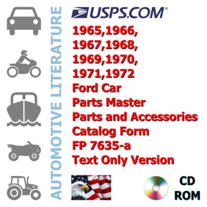 1965,1966,1967,1968,1969,1970,1971,1972 Ford Car Parts Master Parts and Accessories Catalog Form FP 7635-a Text Only Version 3688 Pages